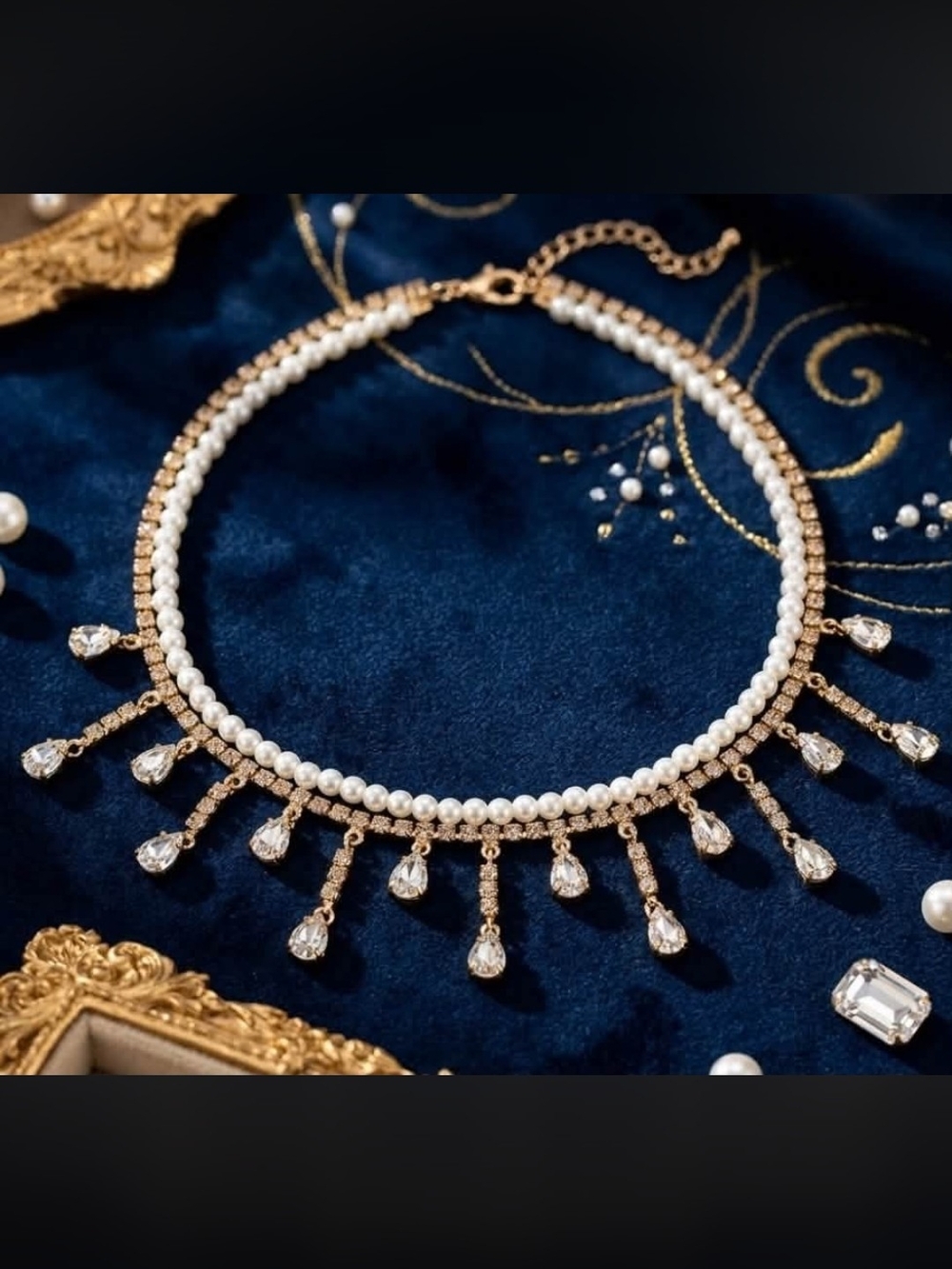Lessons in Luxurypaparazzi Gold and White Pearl Teardrop Choker Necklace